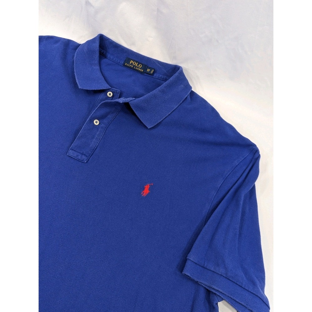 Ralph Lauren Shirt Adult 3XB Big Blue Knit Golf Polo Solid Blue Heavy Mens